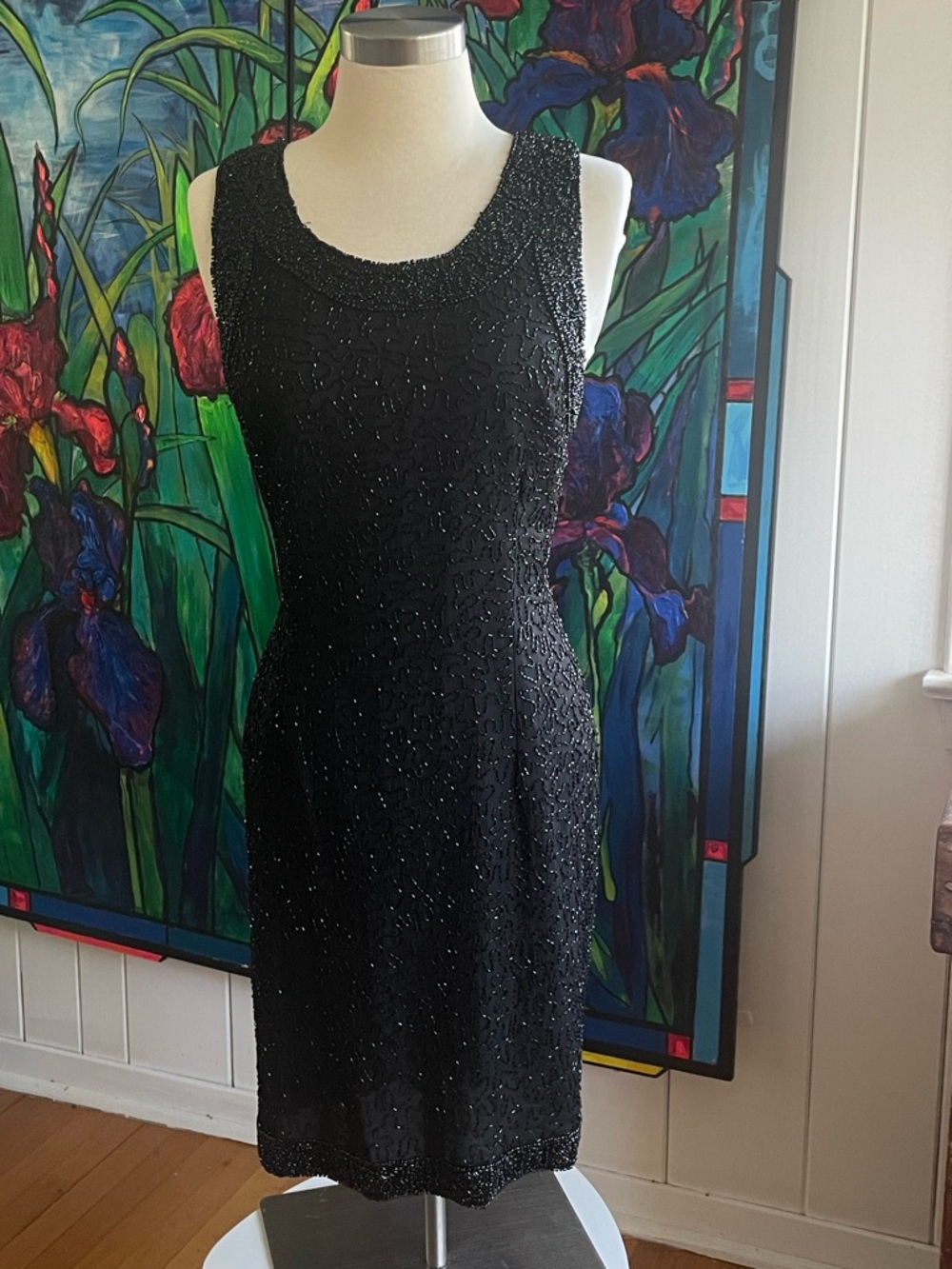 Black Beaded Cocktail Party Date Dress Kazar Girls Night Holiday Evening